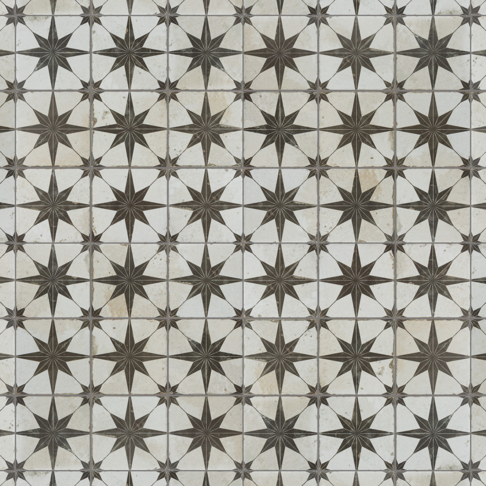 Harmonia Kings Star Nero 13x13 Square Ceramic Floor and Wall Digital Pattern