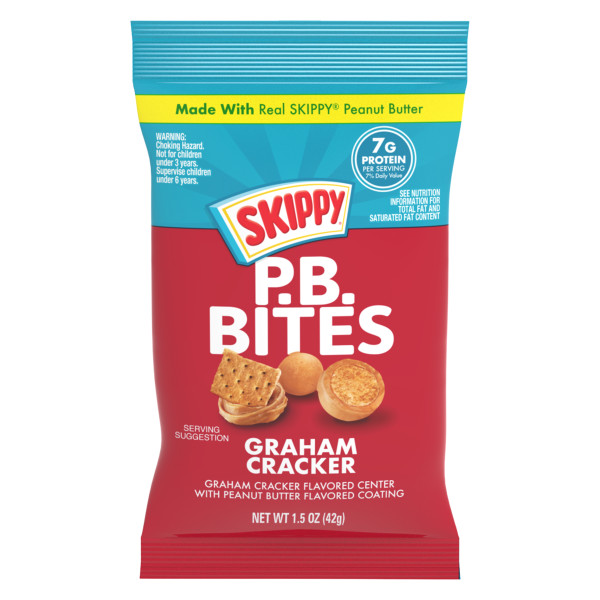 SKIPPY(r) P.B. Bites Graham Cracker, 1.5oz Pouch . C1CB - Front Center Inner Pack (Hi Res)