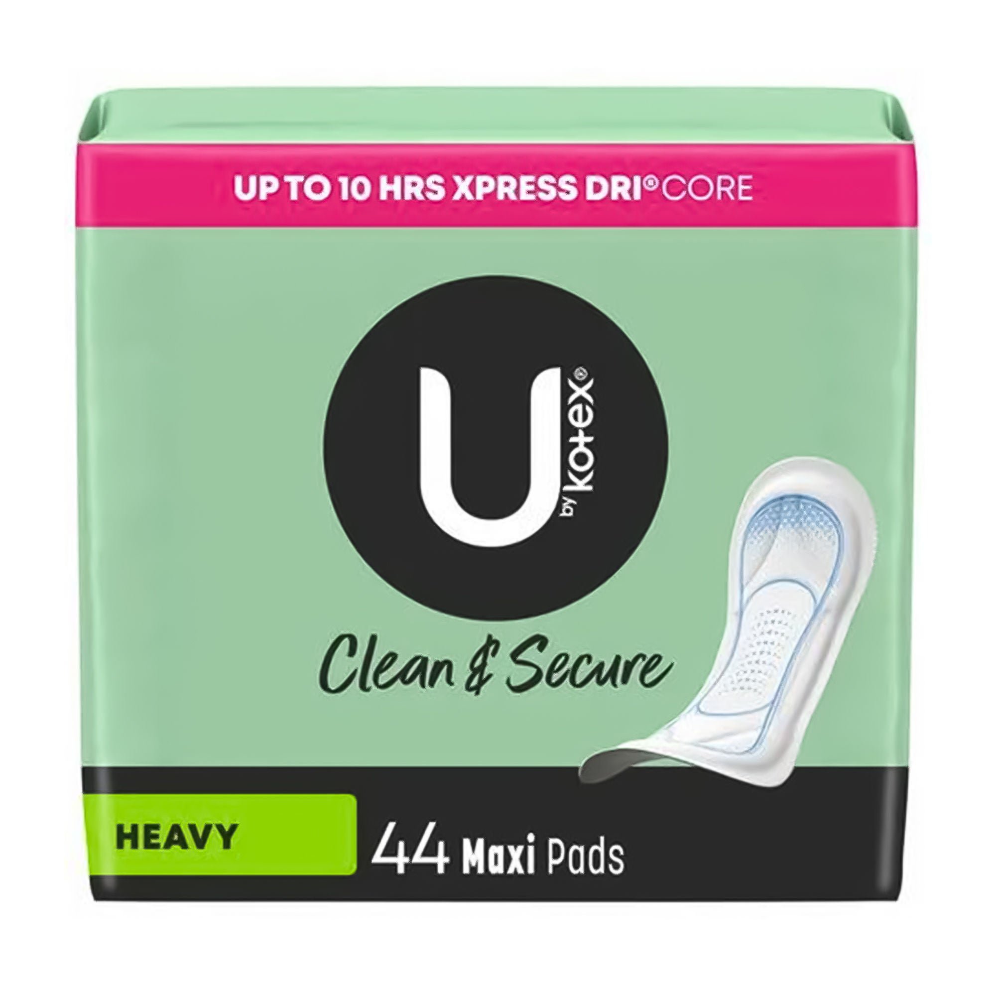U by Kotex® Clean & Secure, up to 10 Hours Xpress Dri®Core, Maxi Pads, Heavy
