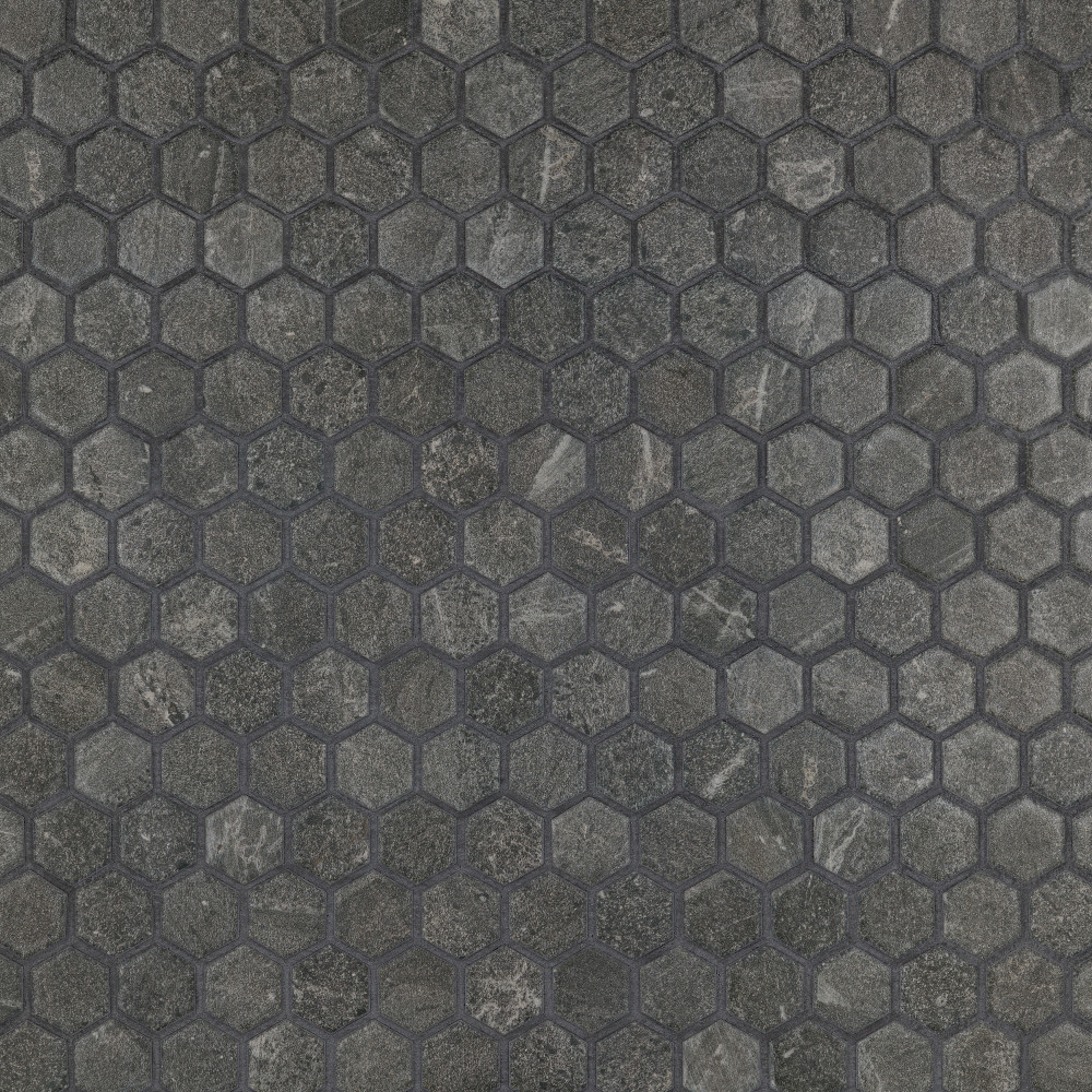 Liverpool Hex Dark Grey 10 in. x 11-3/8 in. Ceramic Mosaic Tile