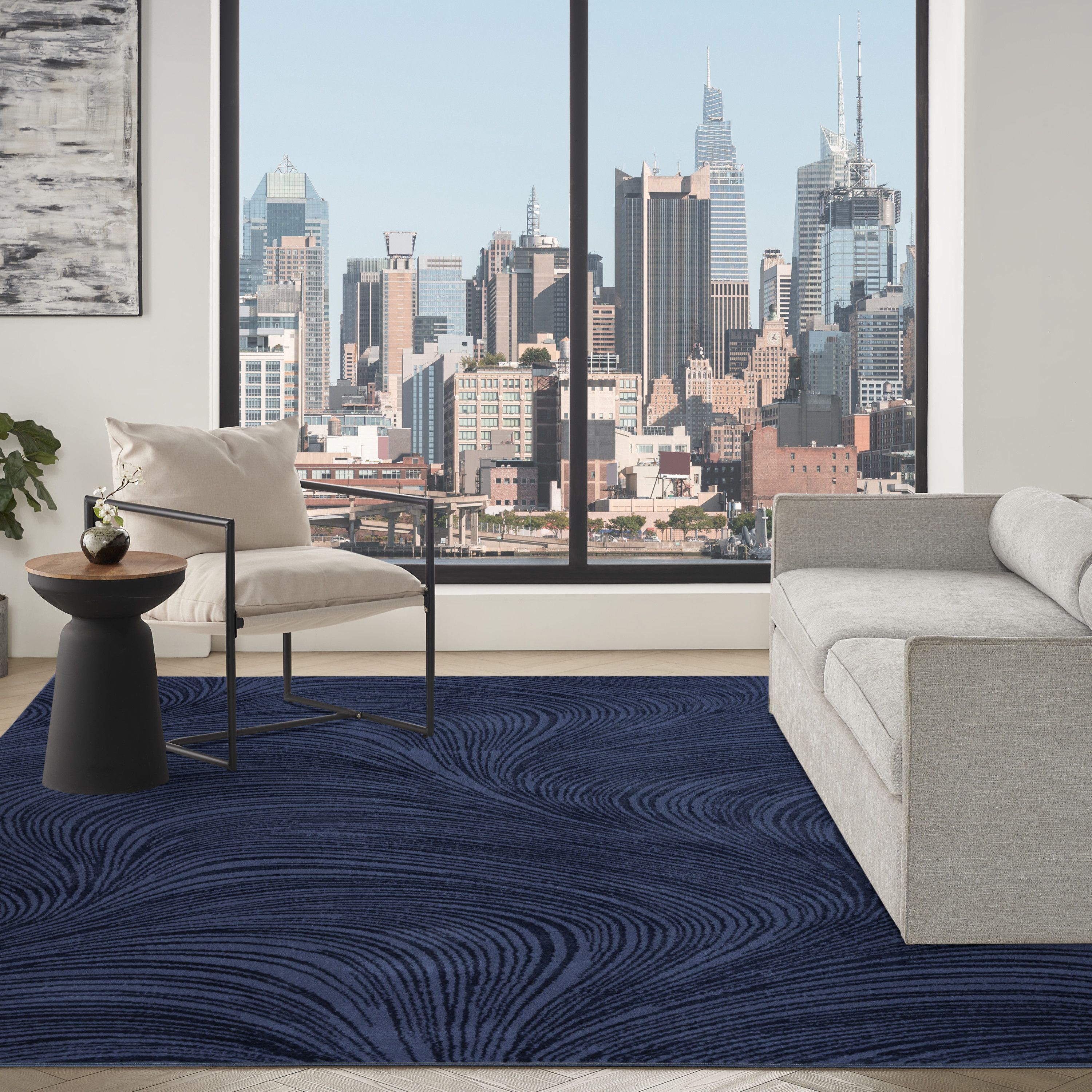 DKNY Central Park West 3'11" x 5'11" Navy Modern Indoor Rug