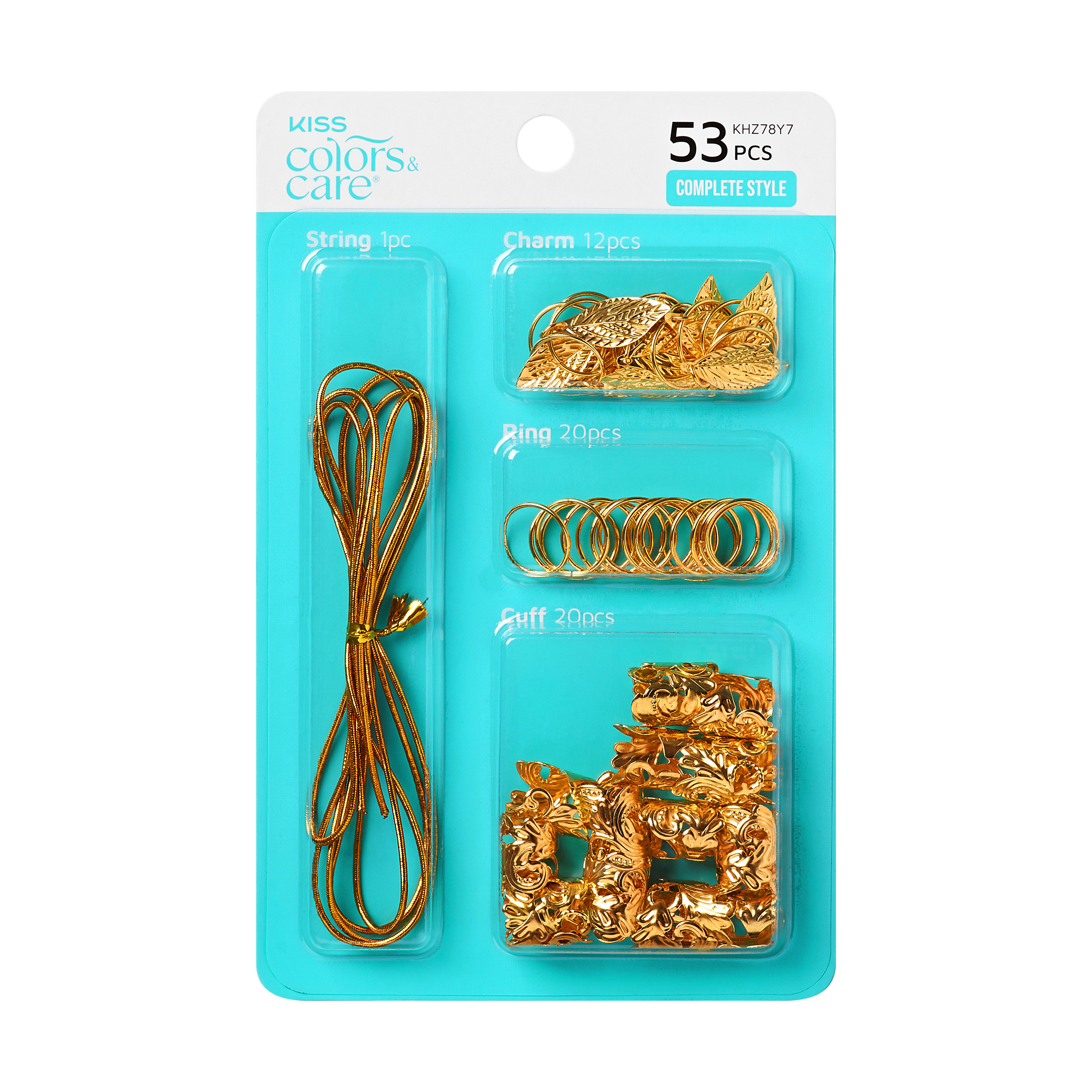 Gold | 1 String | 12 Charms | 20 Rings | 20 Cuffs | Luxe Braid Charms