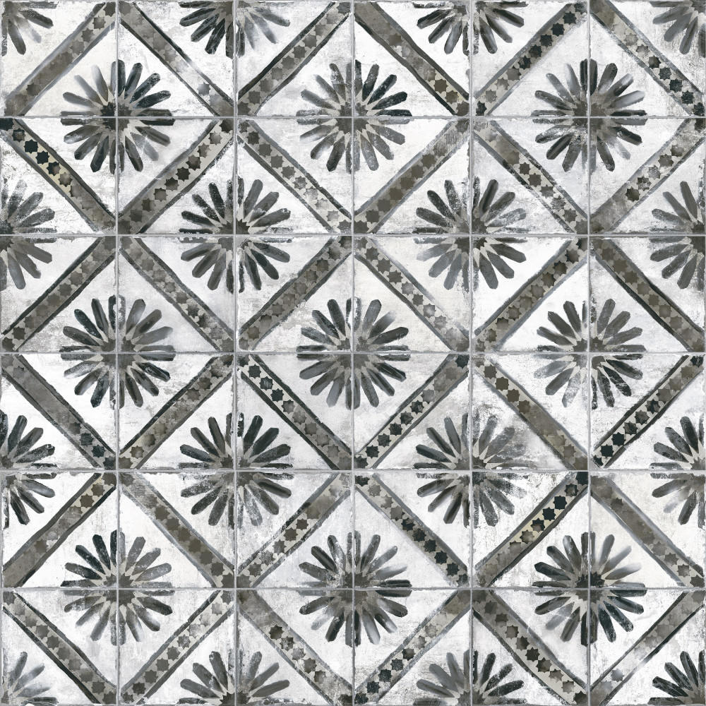 Kings Marrakech Charcoal Grey 17.63x17.63 Square Ceramic Floor and Wall Digital Pattern