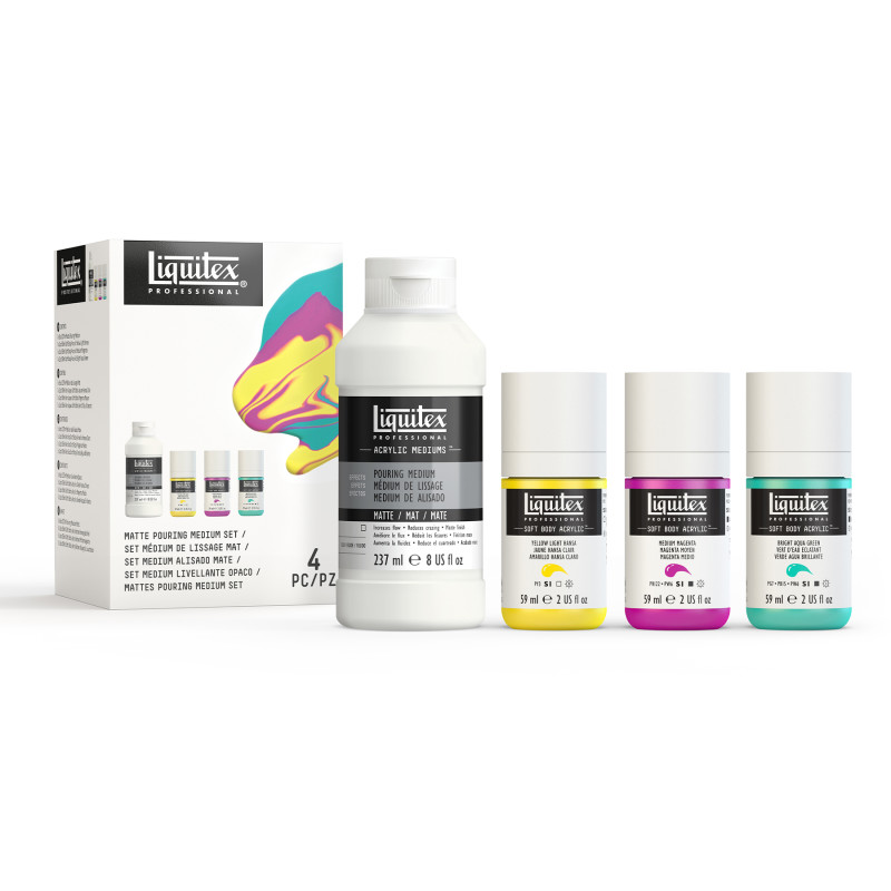 Professional Matte Pouring Medium & Soft Body Acrylic Set