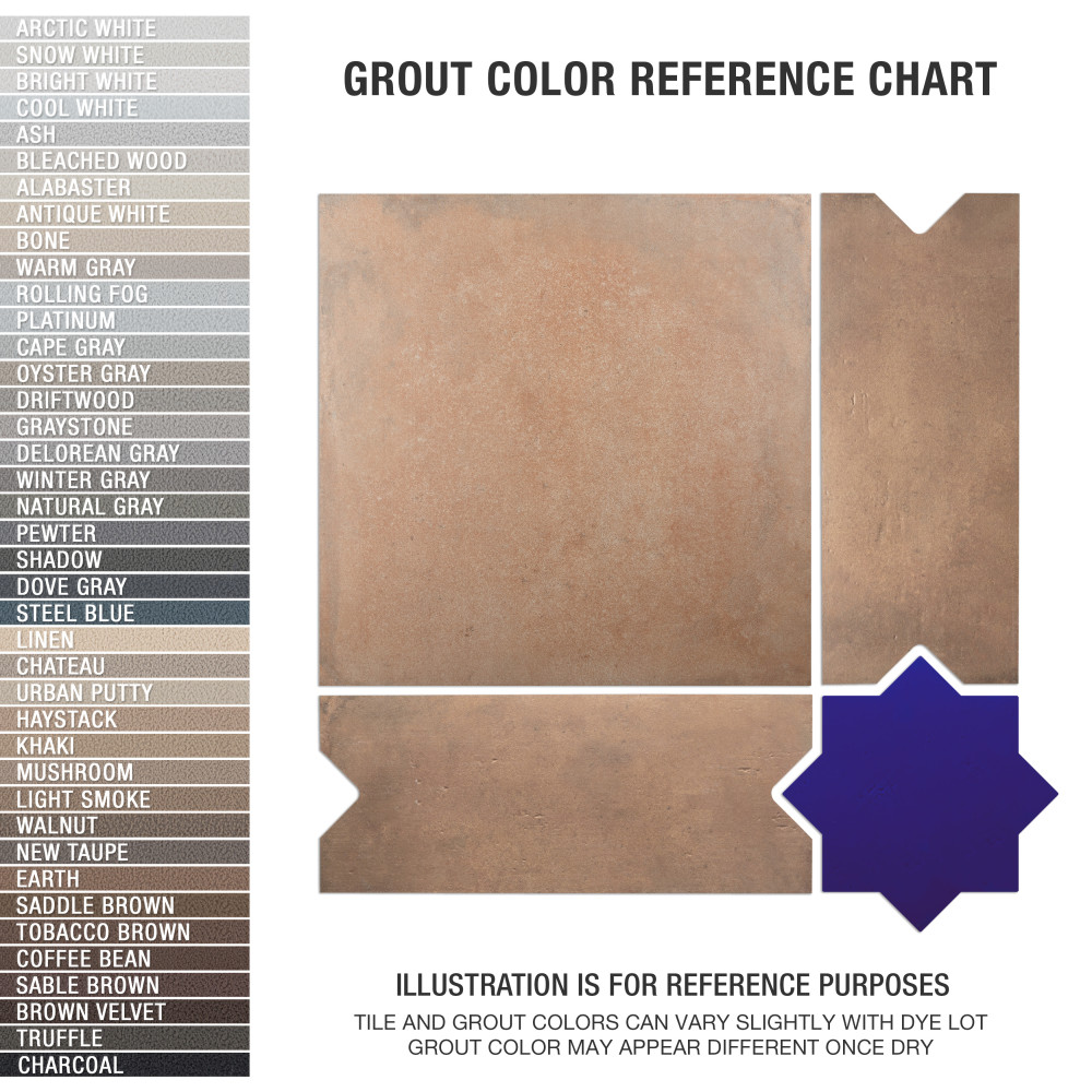 Argile Bordeaux Ferrara with Losanga and Blue Star 24-5/8 in. x 24-5/8 in. Porcelain Floor and Wall Tile