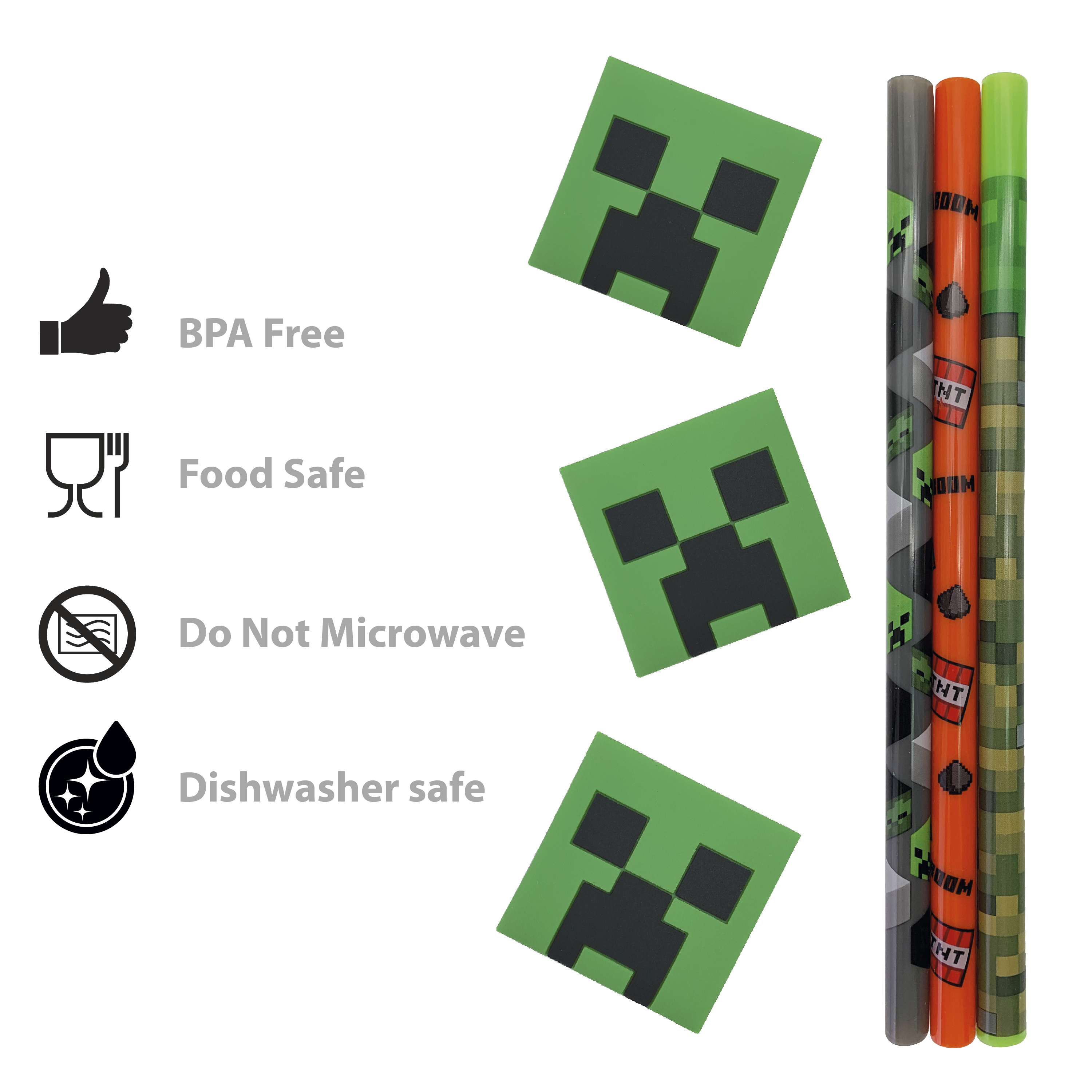 Minecraft Reusable Straws and Medallions, Creepers, 40-piece set slideshow image 6