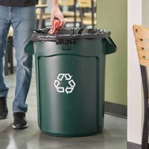 Rubbermaid Commercial, VENTED BRUTE, Recycling, 32 gal, Resin, Green, Round, Receptacle