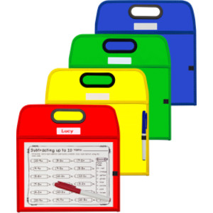 Portable Dry Erase Pockets - Study Aid, Assorted Primary Colors, 10 x 13, 1/EA