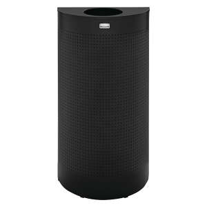 Rubbermaid Commercial, Open Top, 12 gal, Perforated, Black, Half Round, Receptacle