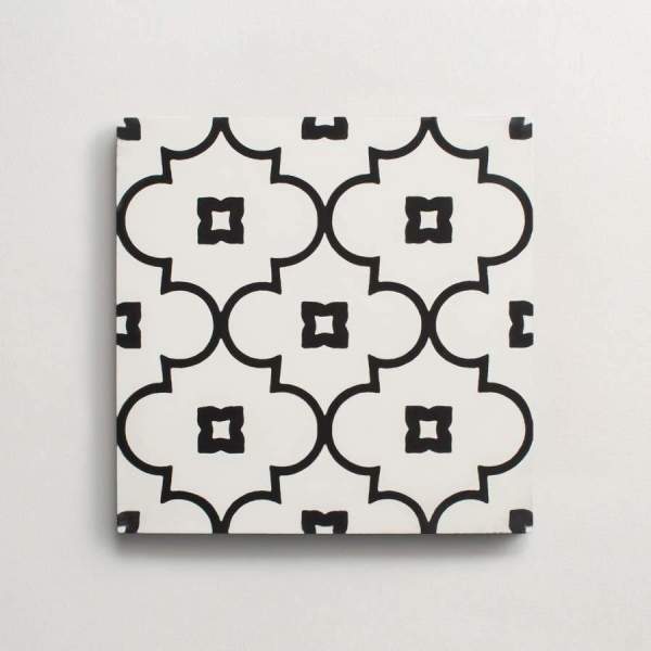 cement | moroccan 2 petite arabesque | white + black 