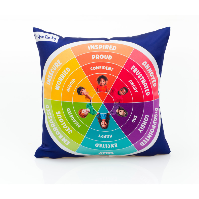 Weighted Emotions Wheel Pillow, Expressions Collection, 16 x 16 in