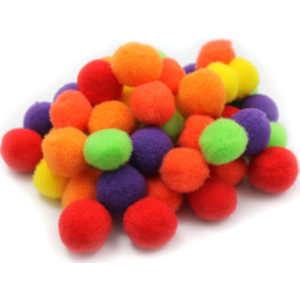 Creative Arts&trade; Pom-Poms, 1", Hot Colors, Bag of 50