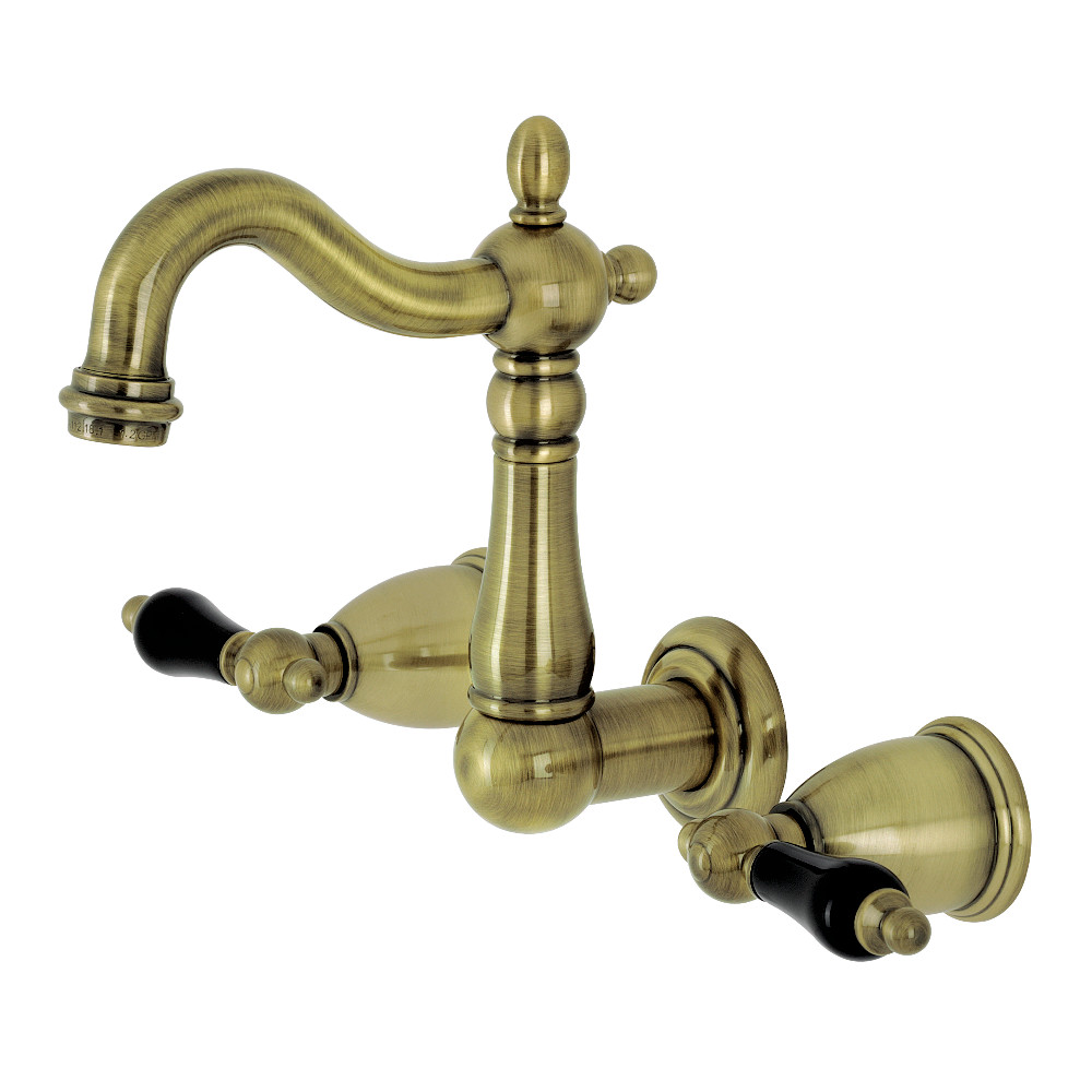 Double Handle 3 Hole Wall Mount Bathroom Faucet, Antique Brass with 7 Finish Options