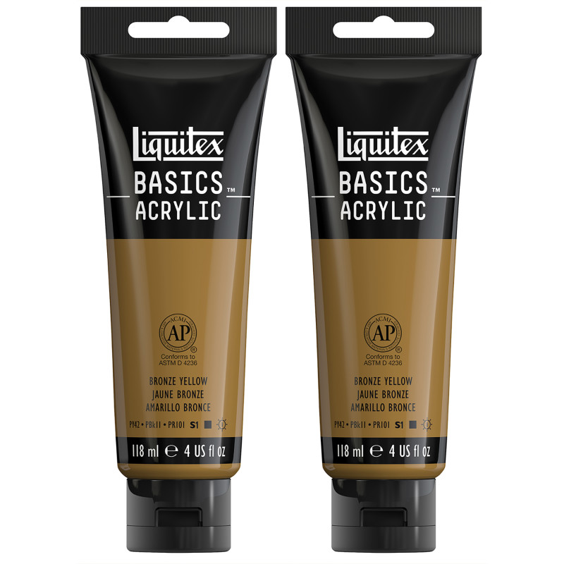 BASICS Acrylic Paint, 118 mL Tube, Bronze Yellow, Pack of 2