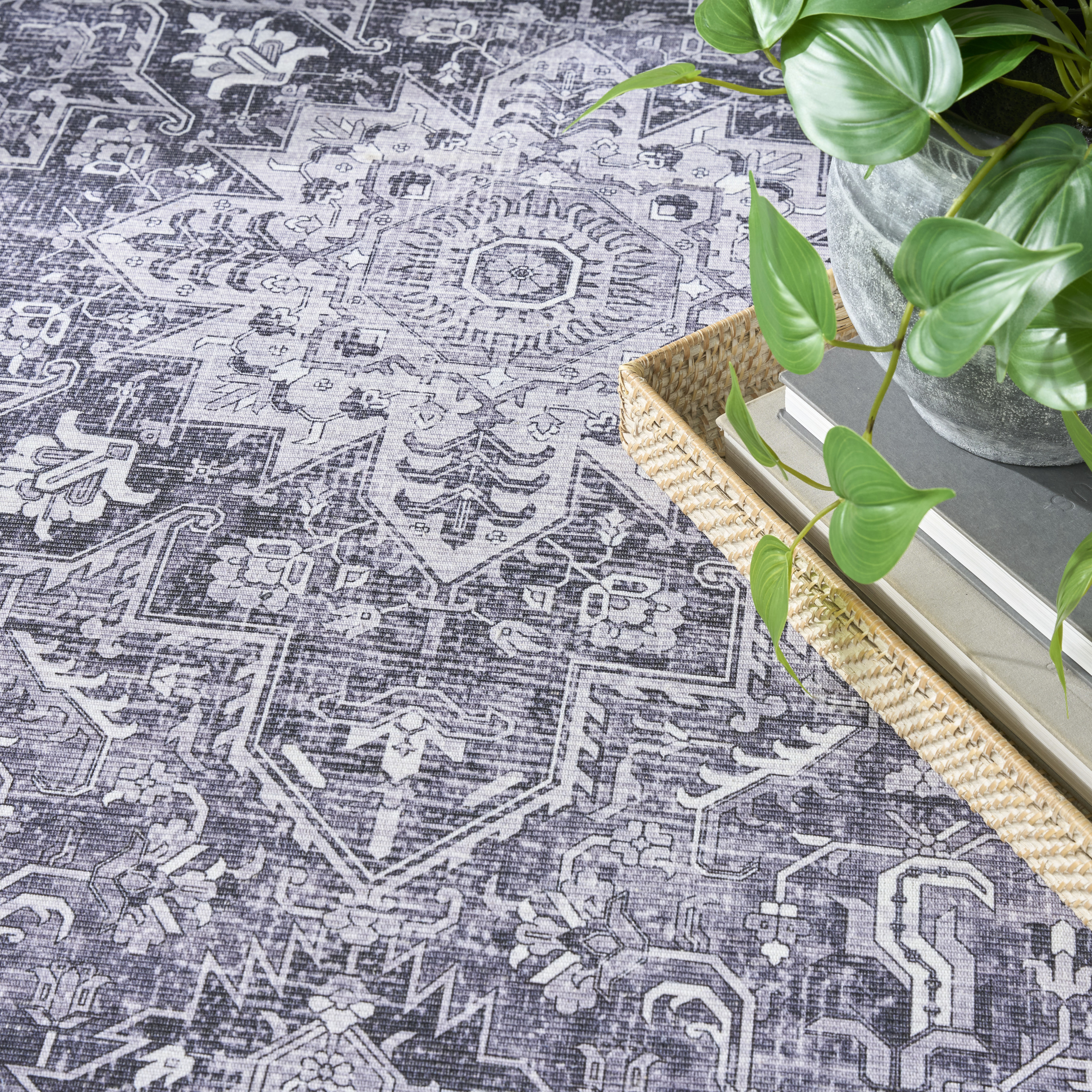 Nourison Nourison Washables 9'2" x 12' Charcoal Grey Vintage Indoor Rug