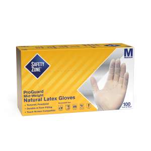 Hillyard, Safety Zone®, General Purpose Gloves, Latex, 4.0 mil, Powdered, M, Cream
