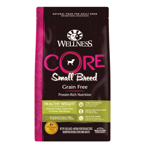 Wellness CORE Grain Free Small Breed Healthy Weight Turkey Recipe Front packaging