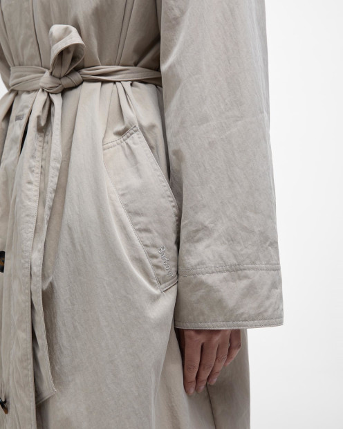 Garbo Showerproof Trench Coat Light Sand/Rosemary Tartan