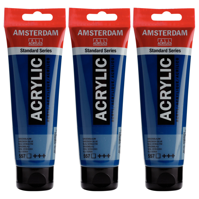 Standard Acrylic Paint, 120ml, Greenish Blue 557, Pack of 3