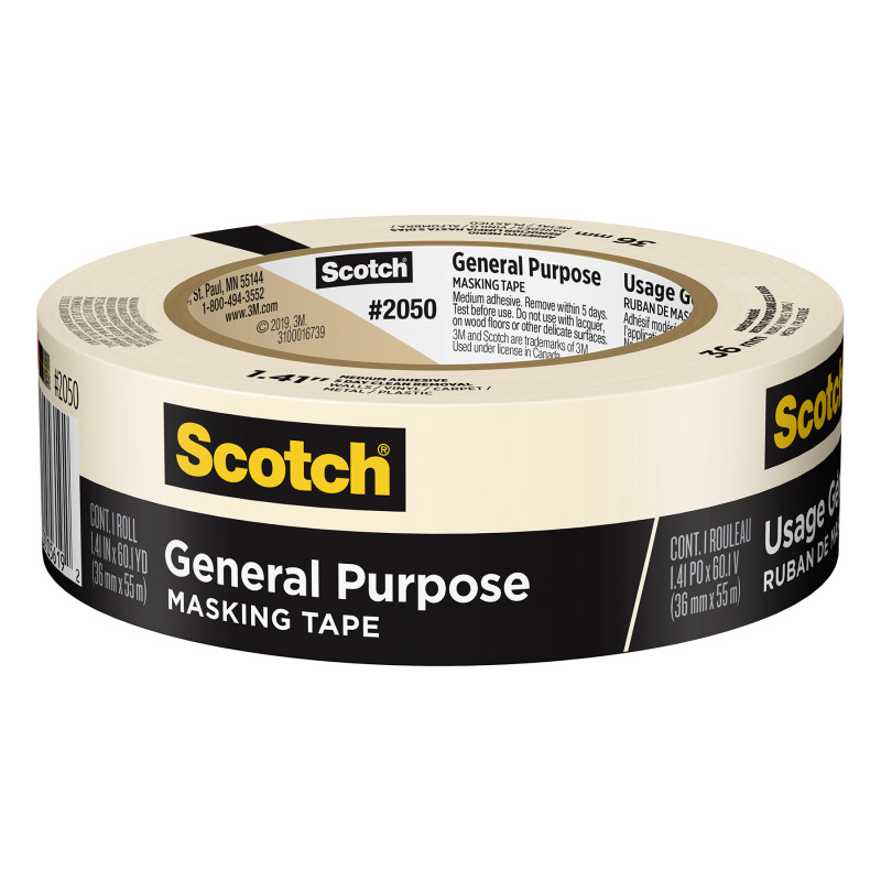 General Purpose Masking Tape, 1.41 in x 60.1 yd (36mm x 55m), 1 Roll