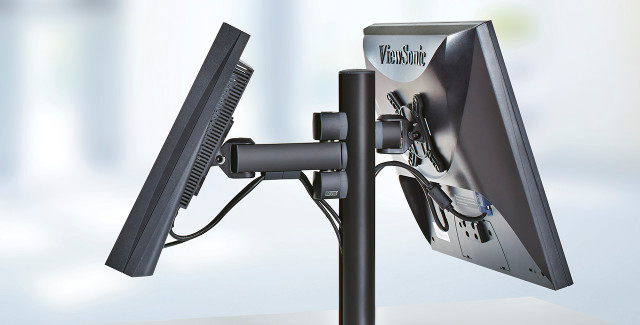 RetailSystem Monitor Arms These highly adjustable, sturdy arms display monitors, touchscreens and tablets of at the ideal height and viewing angle for comfort and ease of use.