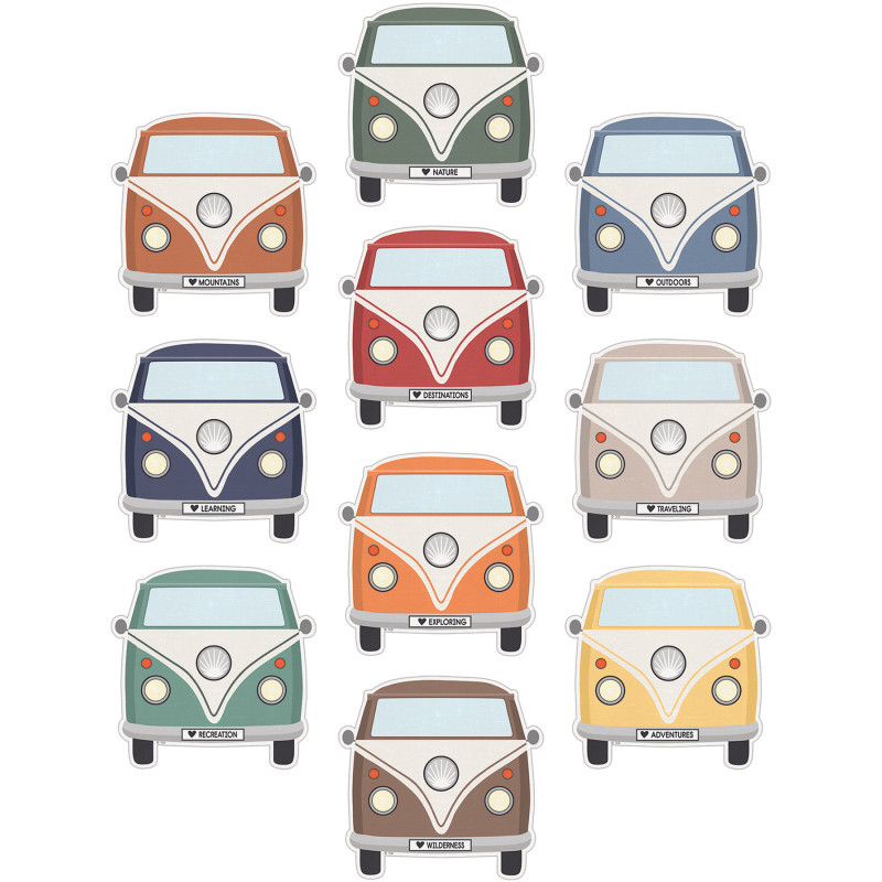 Moving Mountains Road Trip Camper Vans Accents, Pack of 30