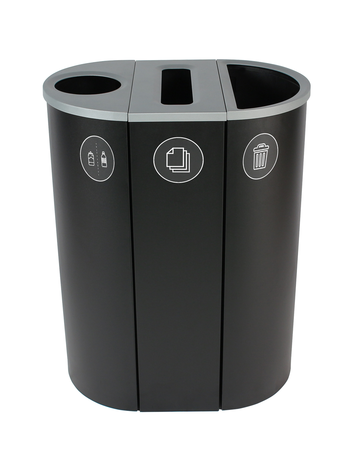 SPECTRUM – Triple – Kit – Cans & Bottles-Paper-Waste – Circle-Slot-Full – Black