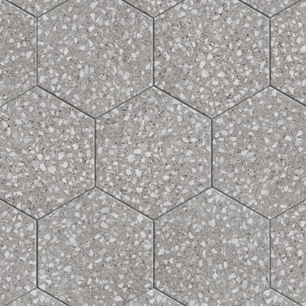 Venice Hex XT Silver 8.63x9.88 Hexagon Porcelain Floor and Wall Digital Pattern