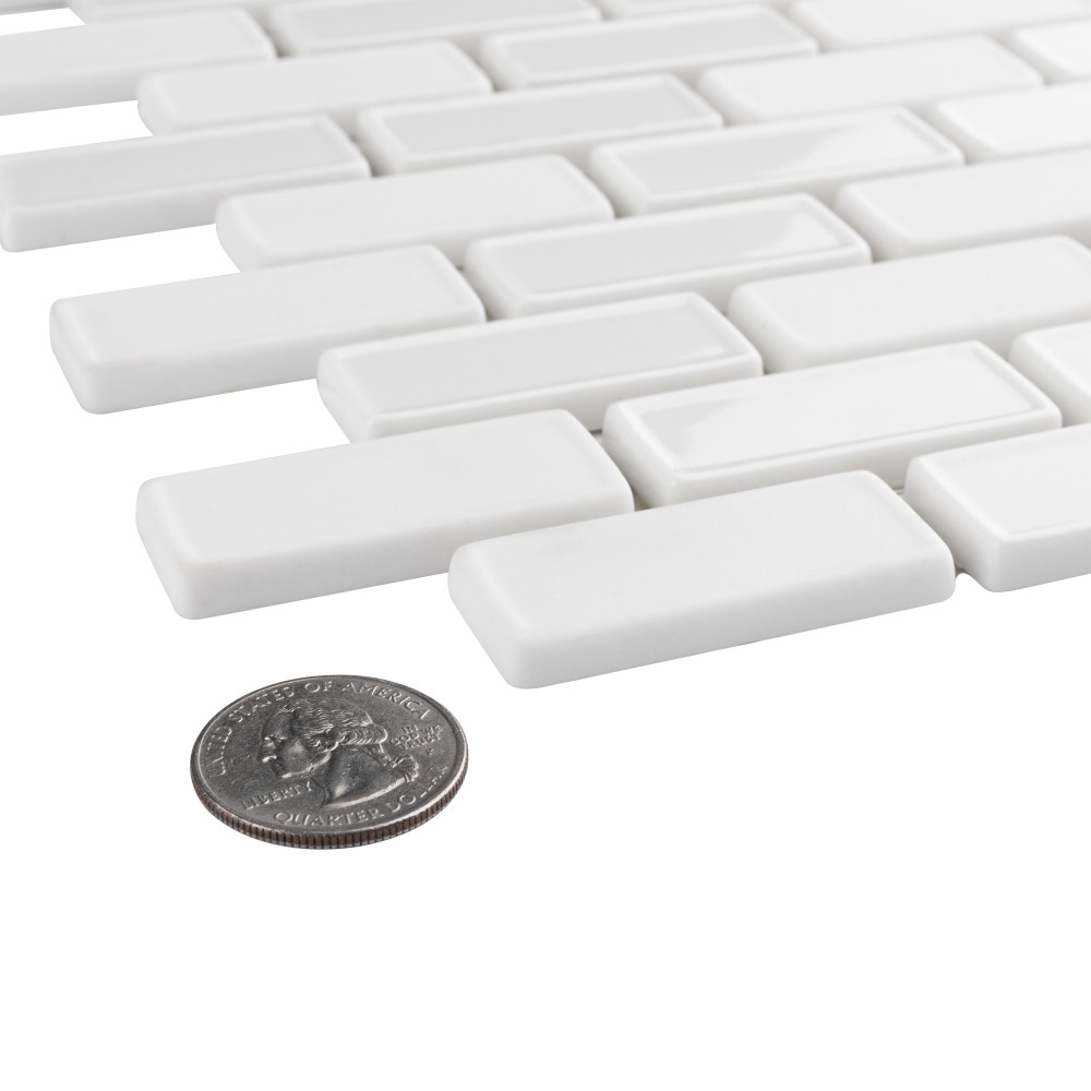 Expressions Recessed Subway White 11-3/4 in. x 12 in. Glass Mosaic Tile