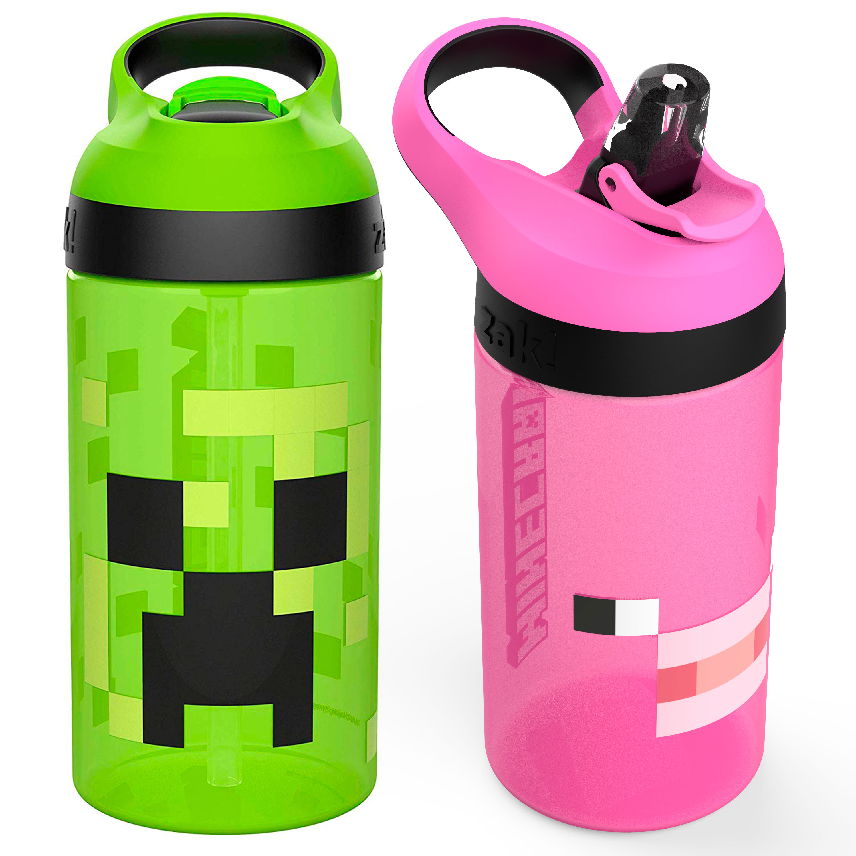 Minecraft 16 ounce Water Bottle, Creeper & Pig, 2-piece set slideshow image 1 Minecraft 16 ounce Water Bottle, Creeper & Pig, 2-piece set slideshow image 1
