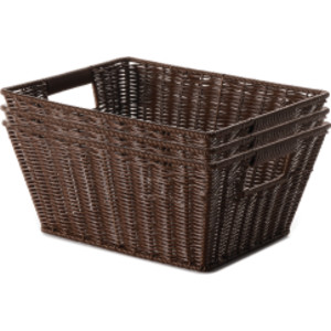 Brown Wicker Storage Baskets, Set of 3