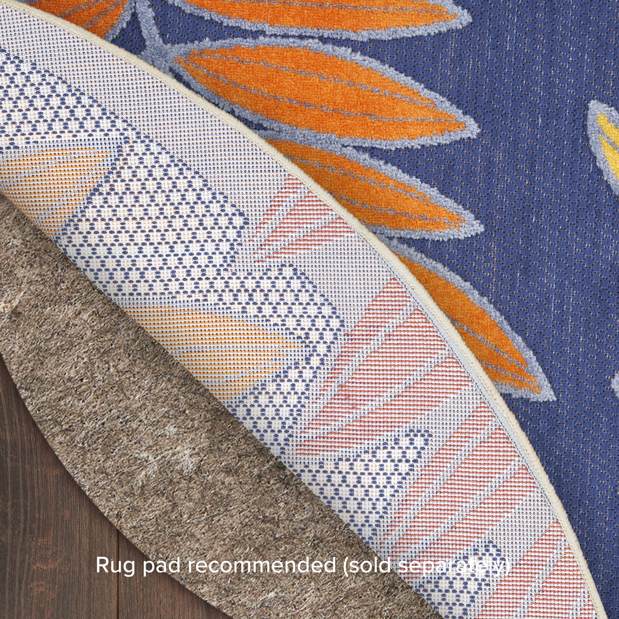 Nourison Aloha 5'3" x Round Navy Multicolor Outdoor Rug