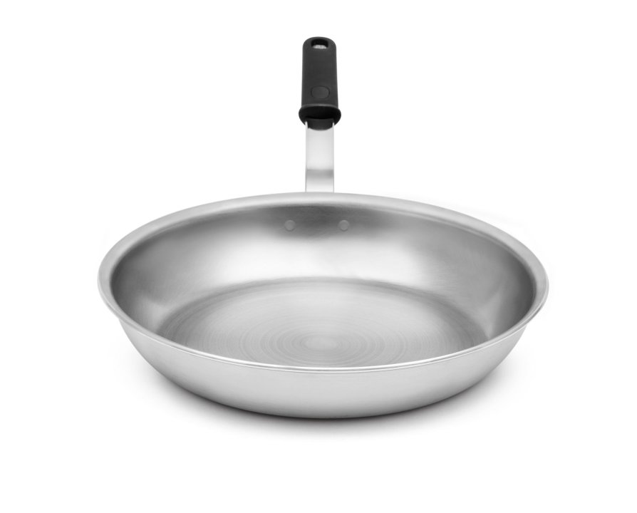 14-inch Wear-Ever® rivetless fry pan with natural finish and silicone handle