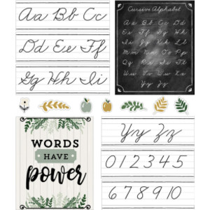 Farmhouse Alphabet Line: Cursive Bulletin Board Set