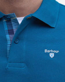 Tartan Pique Polo Shirt Lyons Blue