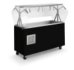 46-inch 120-volt three-well 2-Series refrigerated cold-food station with brushed aluminum base, open storage compartment and buffet-style breath guard