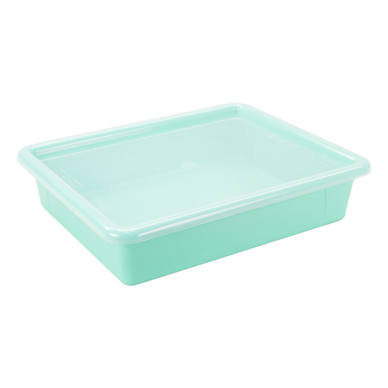 Flat Storage Tray with Lid, Teal