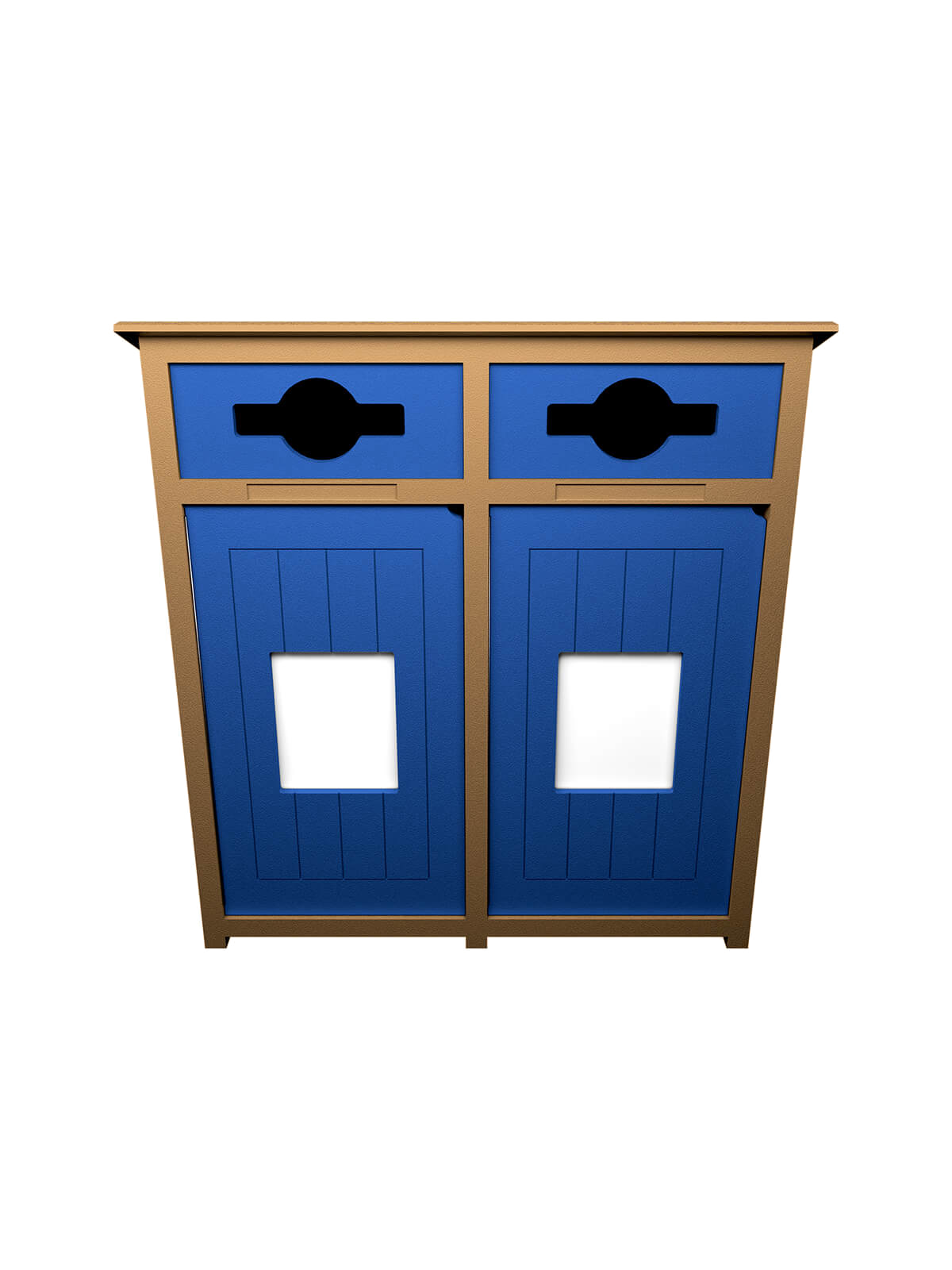 Busch Systems Aspyre Collection Aura Series double in cedar with blue doors and openings