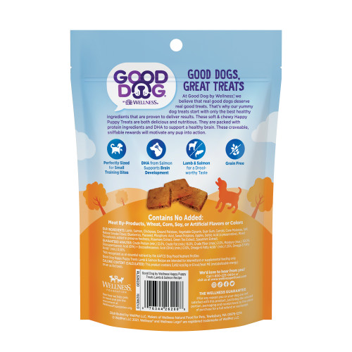 Good Dog Happy Puppy Soft Treats Lamb & Salmon back packaging