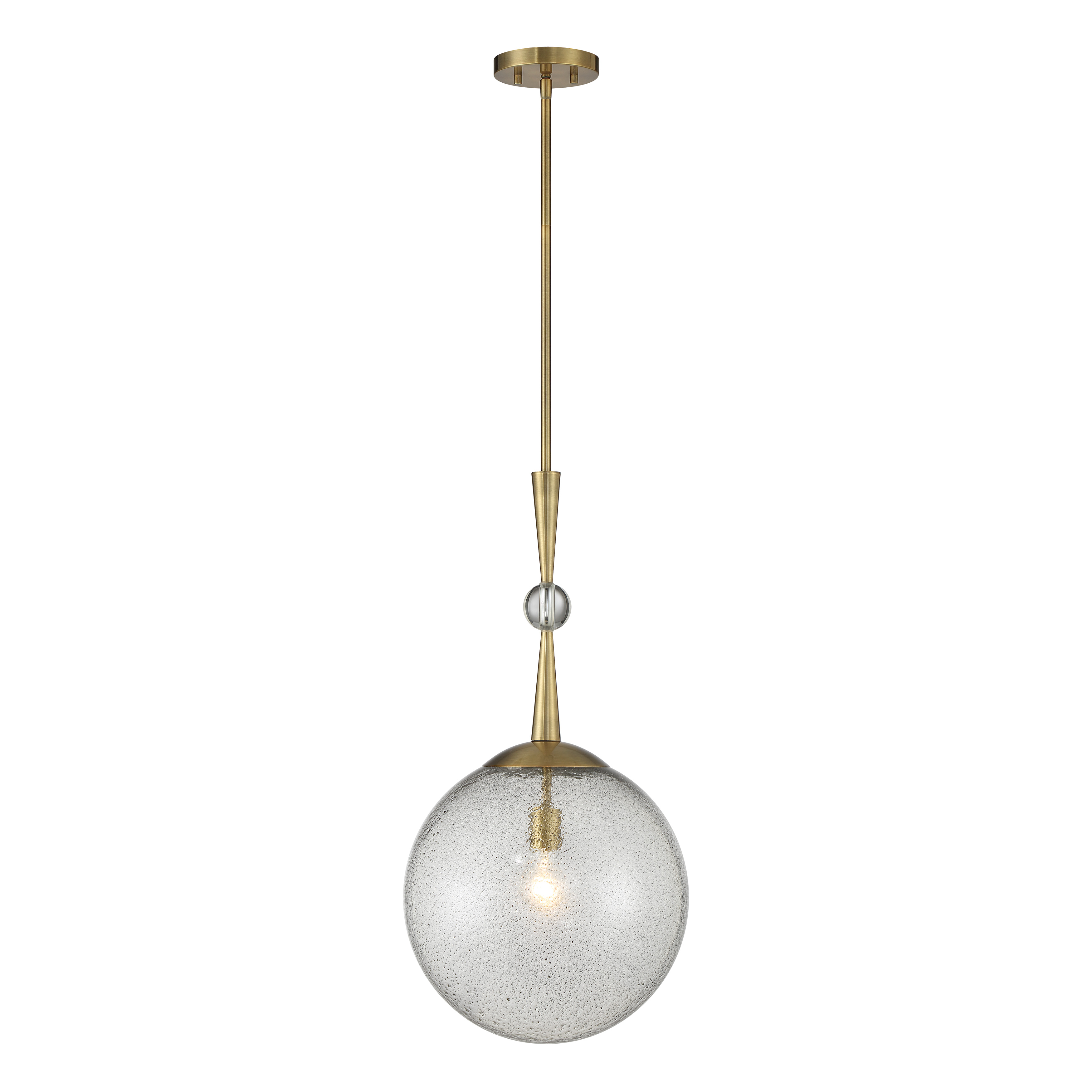 The Populuxe pendant combines unique volcanic glass with oxidized aged brass for a sophisticated modern statement. Its 27.5-inch drop and 13.75-inch width make it ideal for kitchen islands and dining areas. - alternate view
