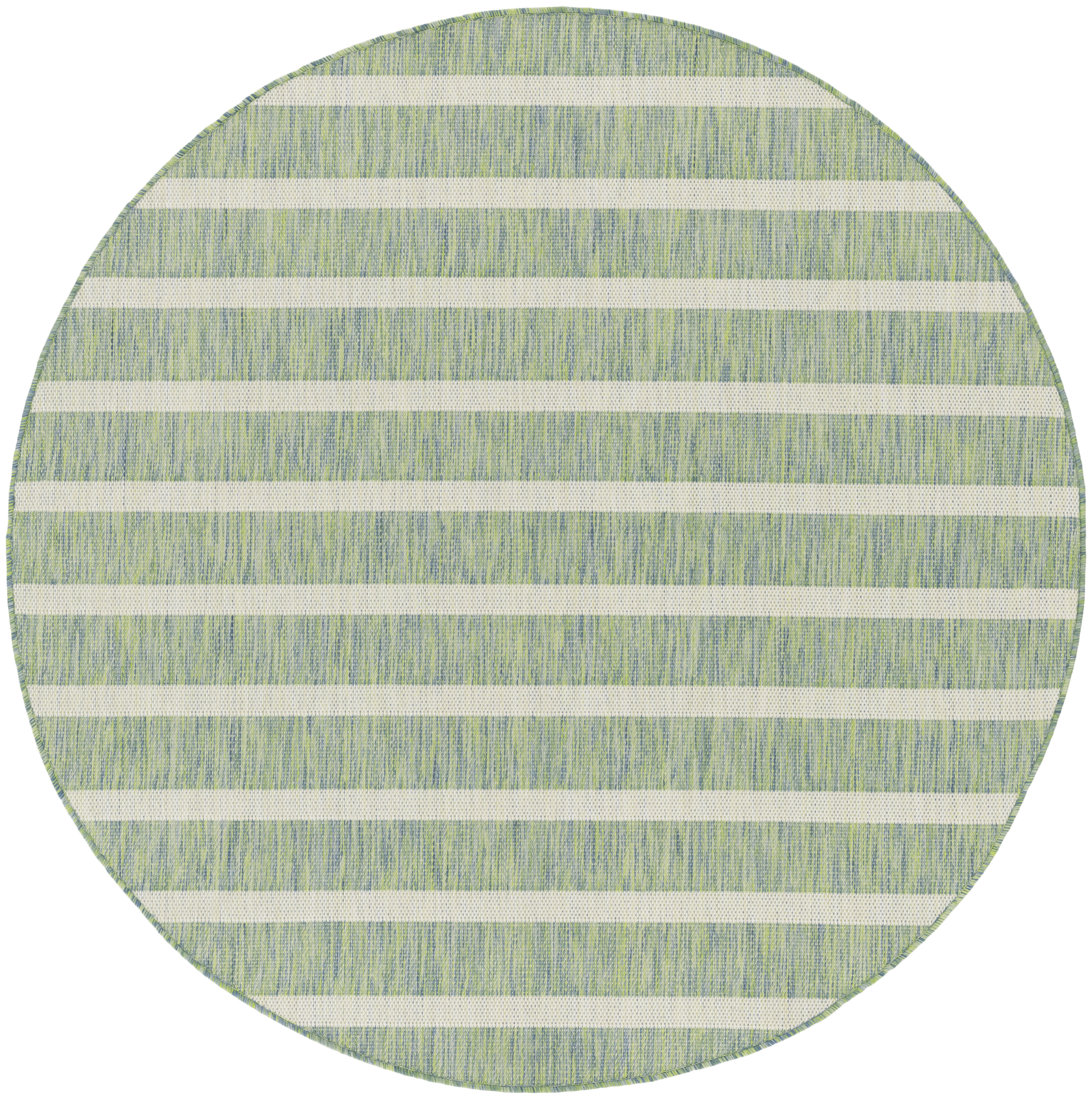 Nourison Positano 6' x Round Blue Green Ivory Modern Rug