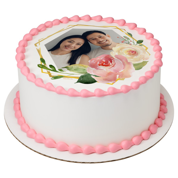 Floral Geometric PhotoCake® Edible Image® Frame
