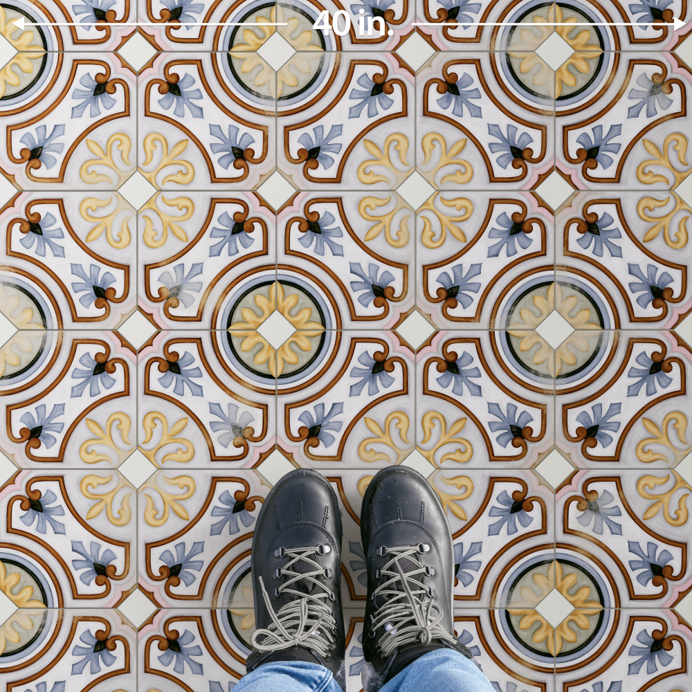 Vaudeville Octagon Deco Diglas with Taco Nacar 7-7/8 in. x 7-7/8 in. Porcelain Floor and Wall Tile