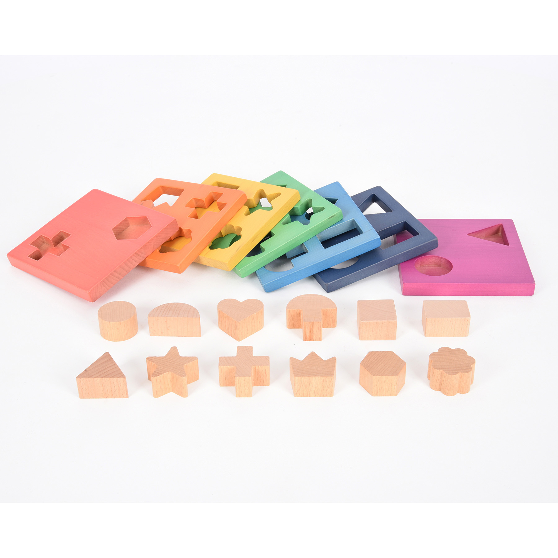 TickiT Rainbow Wooden Shape Stacker image number null