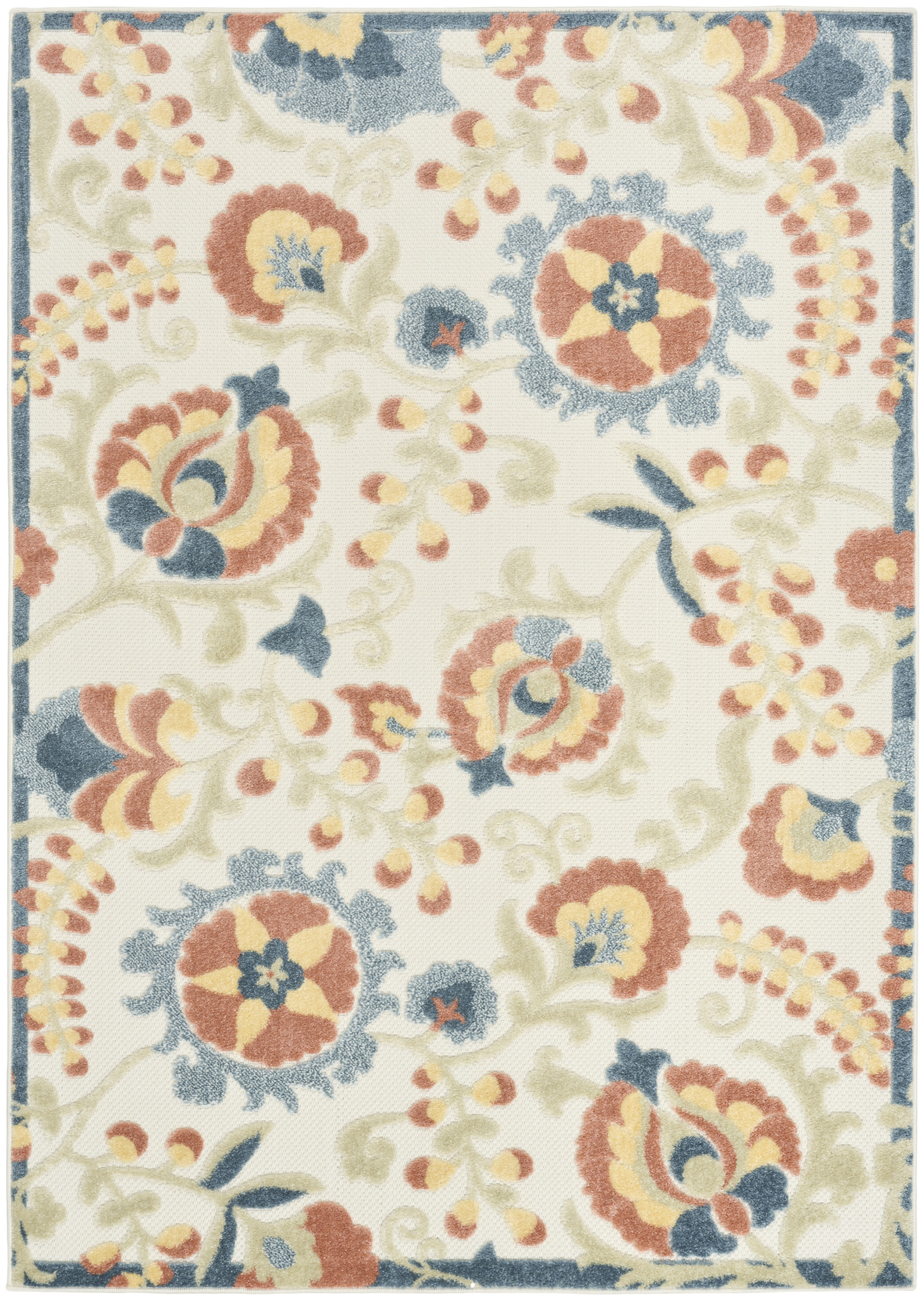 Nourison Aloha 5'3" x 7'5" Grey Multicolor Farmhouse Rug