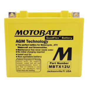 MOTMBTX12U, Motobatt, MBTX12U 12V AGM Battery
