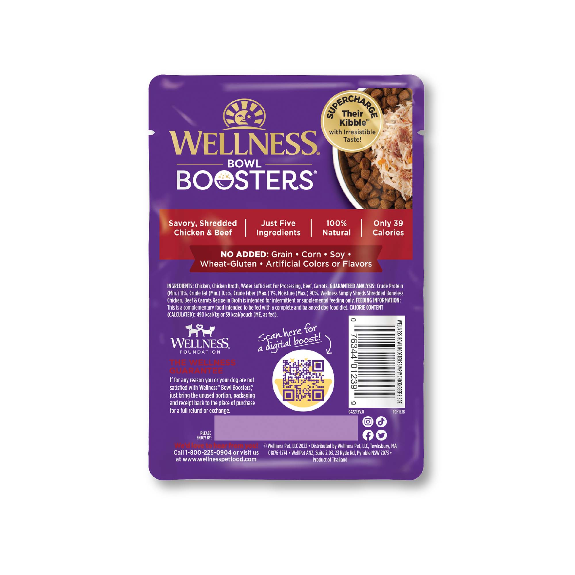 Wellness Bowl Boosters Simply Shreds Beef & Carrots