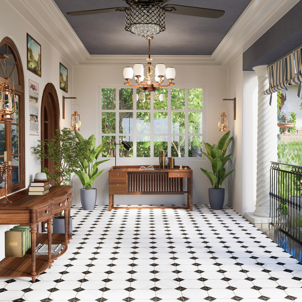 Merzoni Yard Marquina 17-7/8 in. x 17-7/8 in. Porcelain Floor and Wall Tile