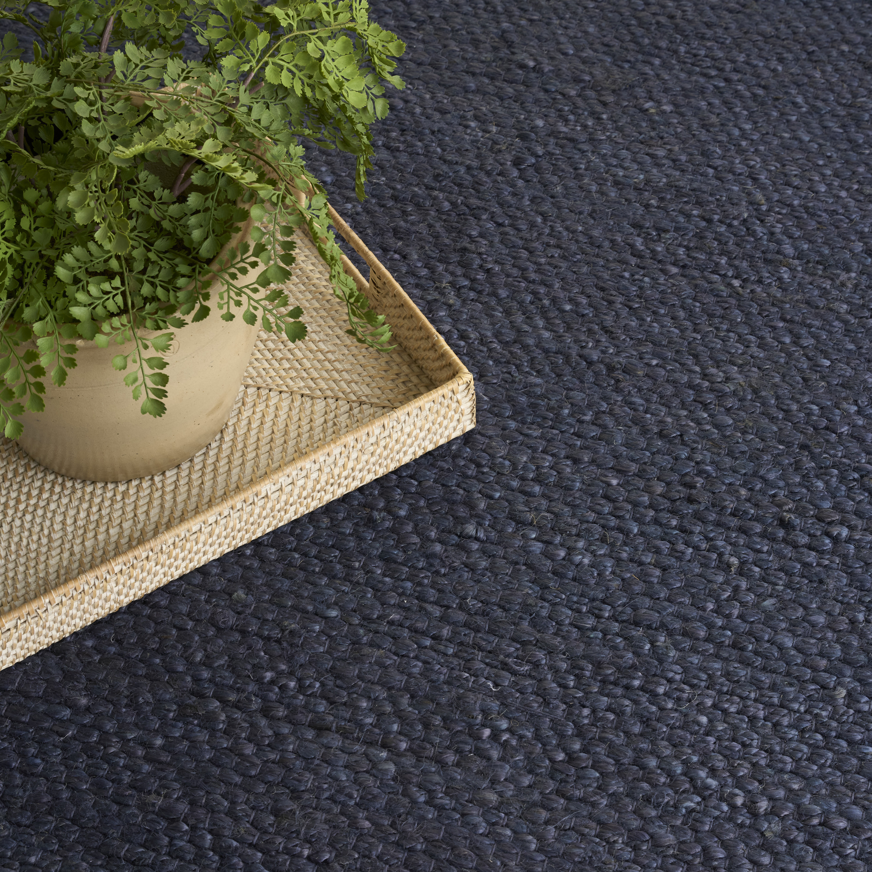 Nourison Natural Jute 5' x 7' Navy Farmhouse Indoor Rug