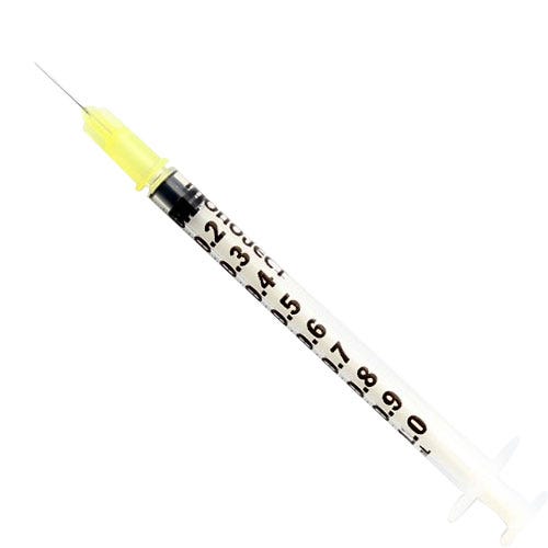Monoject™ 1 cc Tuberculin Syringe w/27ga x 1/2" Needle, Soft Pack - 100/Box